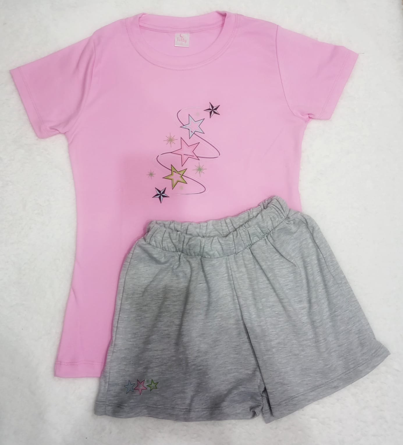 Pijama Estrella Rosa plomo | Tutty Store