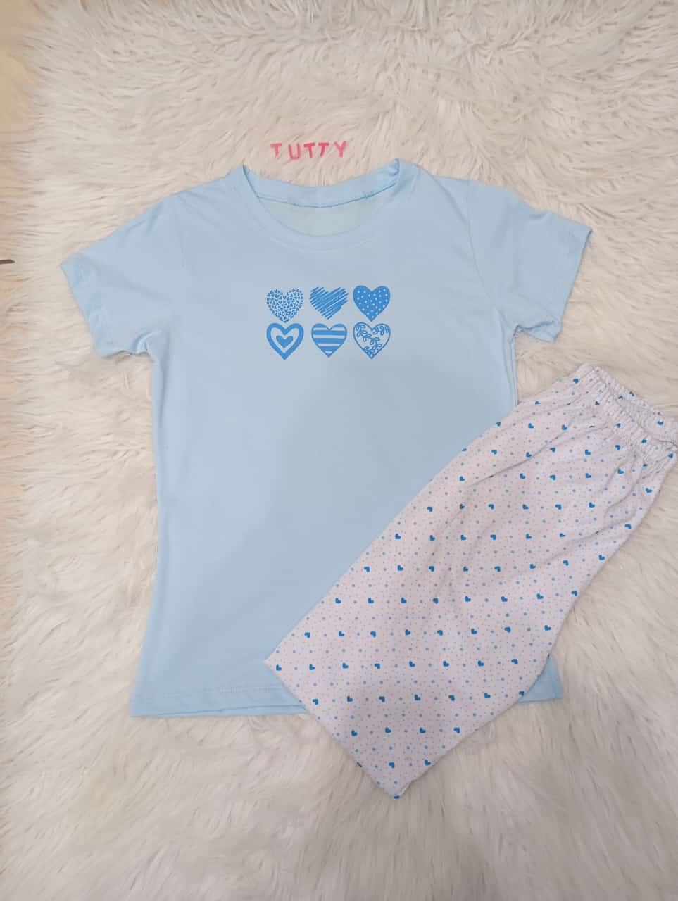 Pijama corazon celeste tallas SML | Tutty Stoe