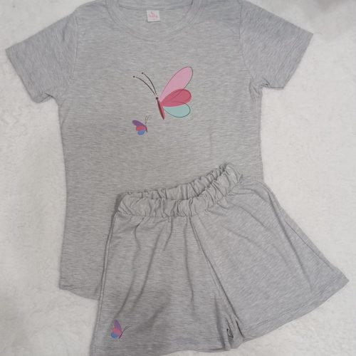 Pijama mariposa plomo entero | Tutty Store