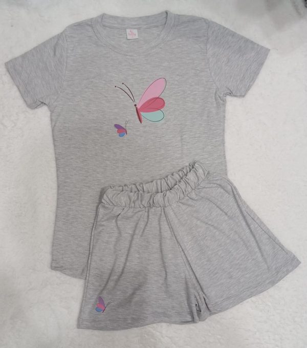 Pijama mariposa plomo entero | Tutty Store