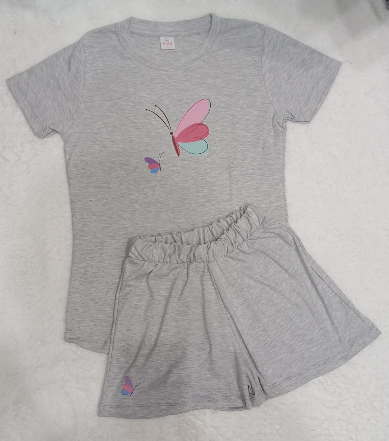 Pijama mariposa plomo entero | Tutty Store