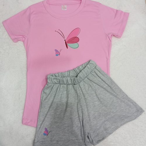 Pijama mariposa rosa plomo | Tutty Store